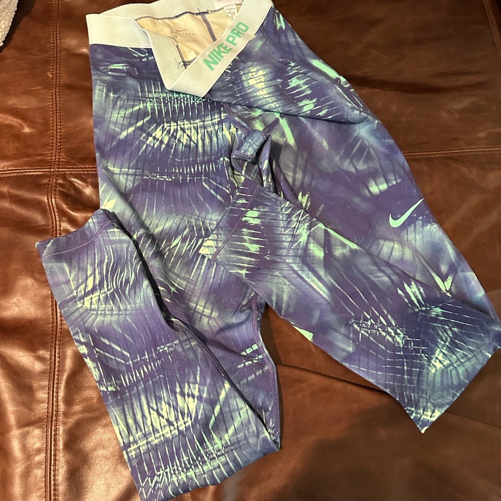 Nike Pro Blue and Green Leggings